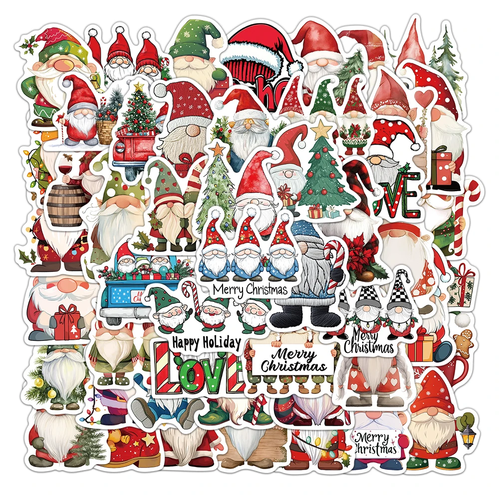 50PCS Christmas Dwarf Stickers Exquisite and Cute Santa Claus Account Material Phone Case Laptop Luggage Waterproof Stickers