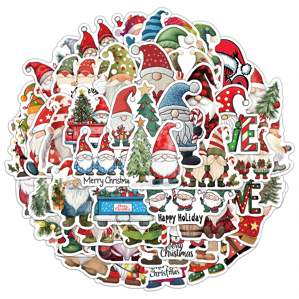 50PCS Christmas Dwarf Stickers Exquisite and Cute Santa Claus Account Material Phone Case Laptop Luggage Waterproof Stickers