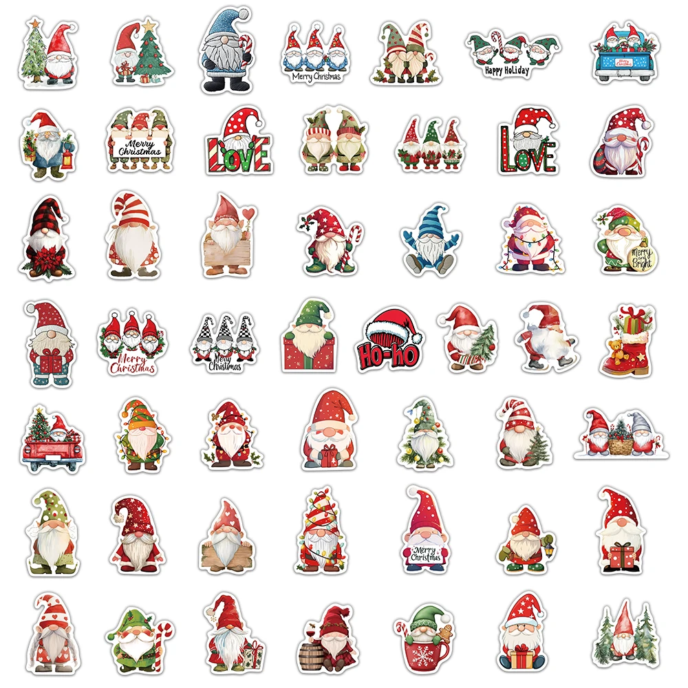 50PCS Christmas Dwarf Stickers Exquisite and Cute Santa Claus Account Material Phone Case Laptop Luggage Waterproof Stickers