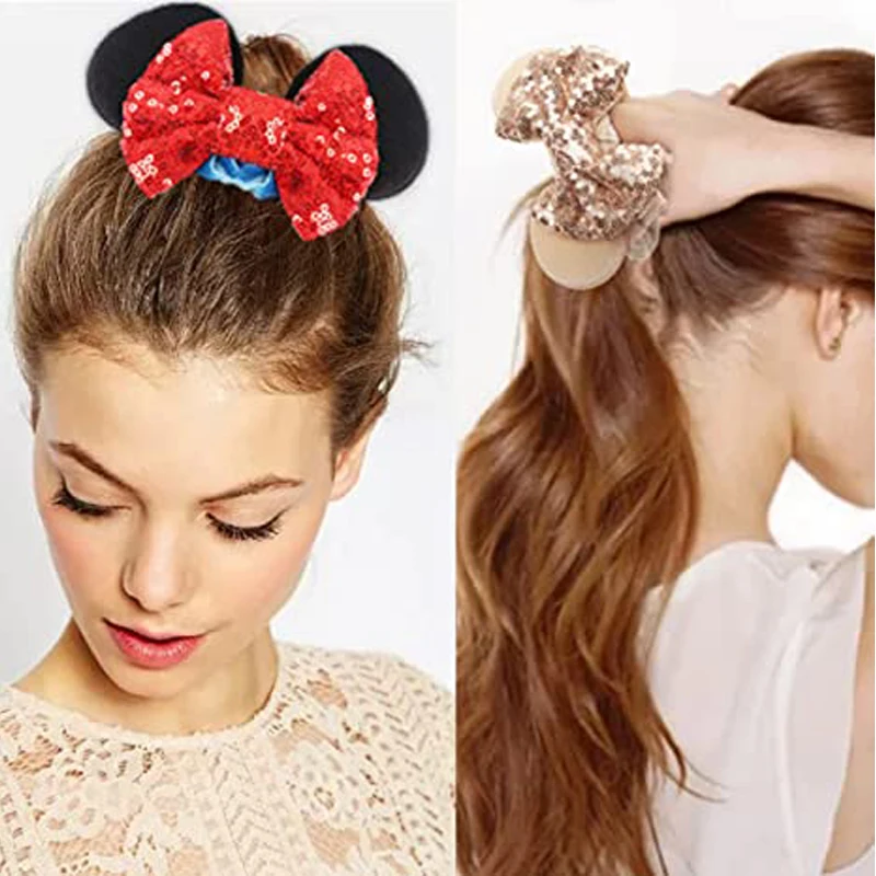 2024 New Fashion Mouse Ears Velvet Hair Scrunchies Girls Rope Ponytail Holder Christmas Headband Festival Elastic Hairband