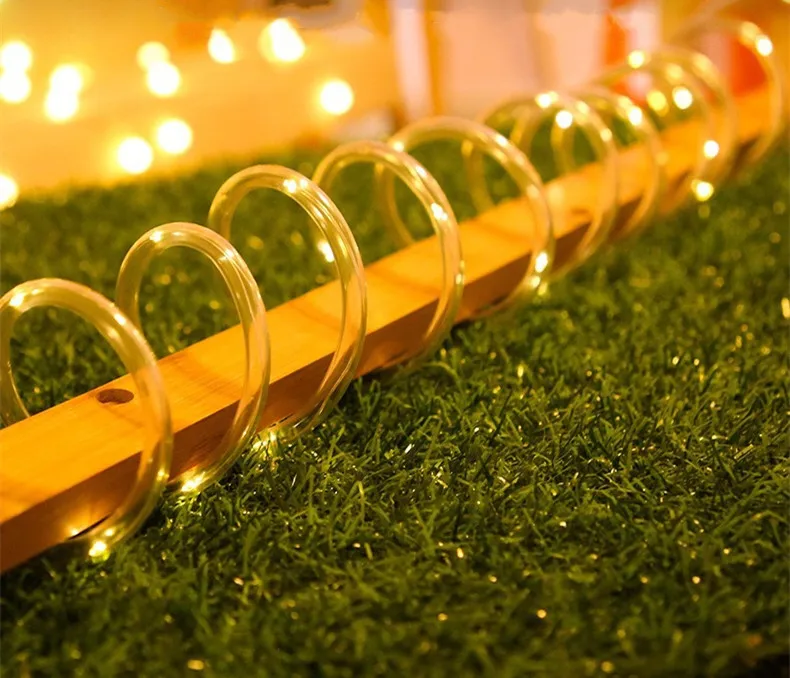 LED Solar Strip Rope Tube Fairy Light Solar Powered Garland String Light Christmas Decor for Outdoor Garden Lawn Tree Yard Fence