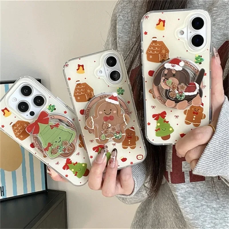 Korean Quicksand Christmas Tree Magnetic Holder Grip Tok Griptok Phone Holder Stand Support For iPhone For Pad Magsafe Smart Tok