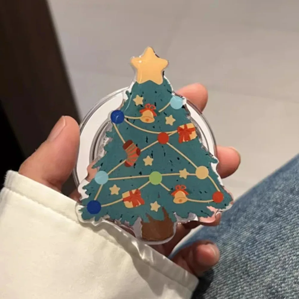 Korean Quicksand Christmas Tree Magnetic Holder Grip Tok Griptok Phone Holder Stand Support For iPhone For Pad Magsafe Smart Tok