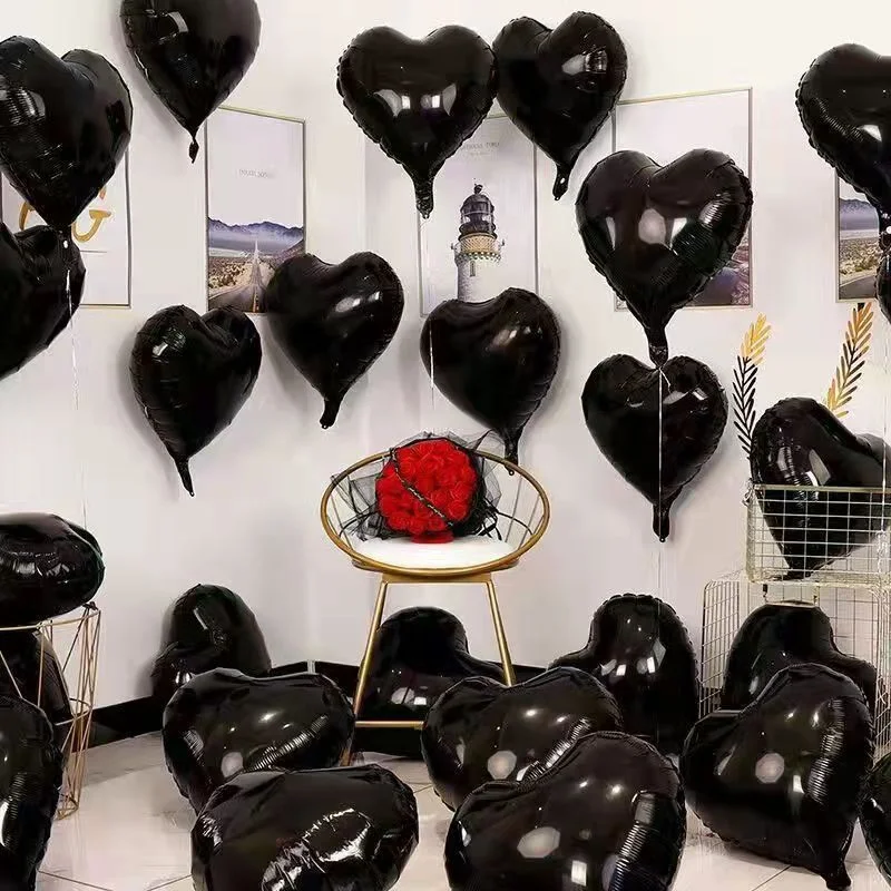 Love Heart Foil Balloons, Helium Balloon, Valentine's Day Supplies, Wedding, Christmas, Birthday Party Decorations, 18Inch 10Pcs