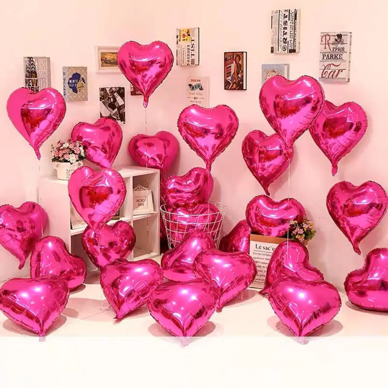 Love Heart Foil Balloons, Helium Balloon, Valentine's Day Supplies, Wedding, Christmas, Birthday Party Decorations, 18Inch 10Pcs