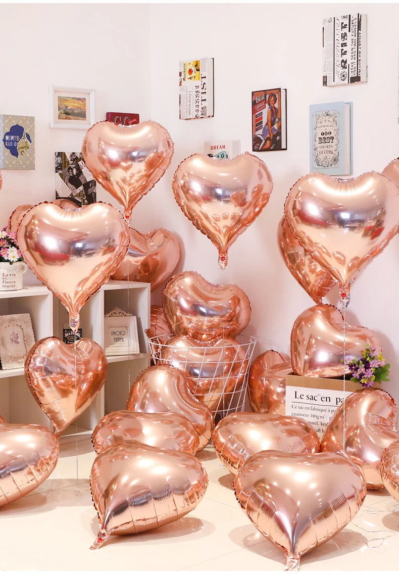 Love Heart Foil Balloons, Helium Balloon, Valentine's Day Supplies, Wedding, Christmas, Birthday Party Decorations, 18Inch 10Pcs