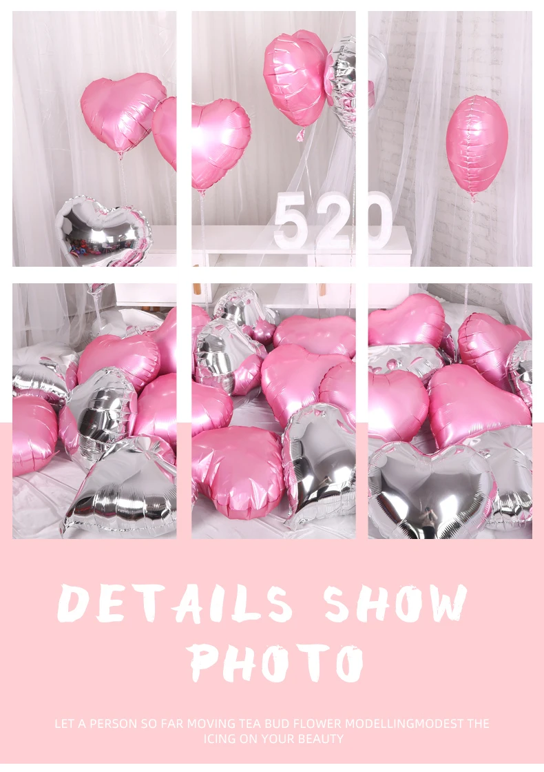 Love Heart Foil Balloons, Helium Balloon, Valentine's Day Supplies, Wedding, Christmas, Birthday Party Decorations, 18Inch 10Pcs