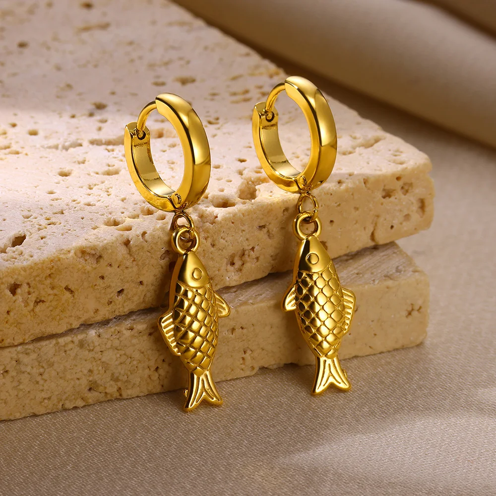 Freshwater Ocean Starfish Shell Hoop Earrings for Women Elegant Stainless Steel Gold Color Aretes Christmas Jewelry Accessories