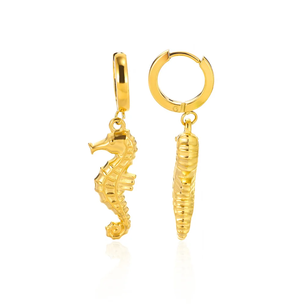 Freshwater Ocean Starfish Shell Hoop Earrings for Women Elegant Stainless Steel Gold Color Aretes Christmas Jewelry Accessories