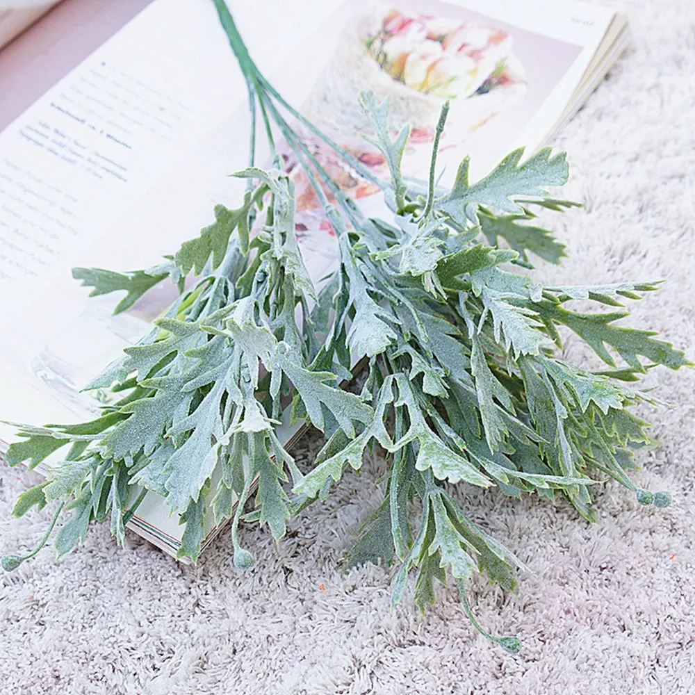 5pcs Chrysanthemum Leaf Artificial Flower Plant for Home Wall Vase Wedding Photography Decoration Christmas Wreath DIY Gift Box