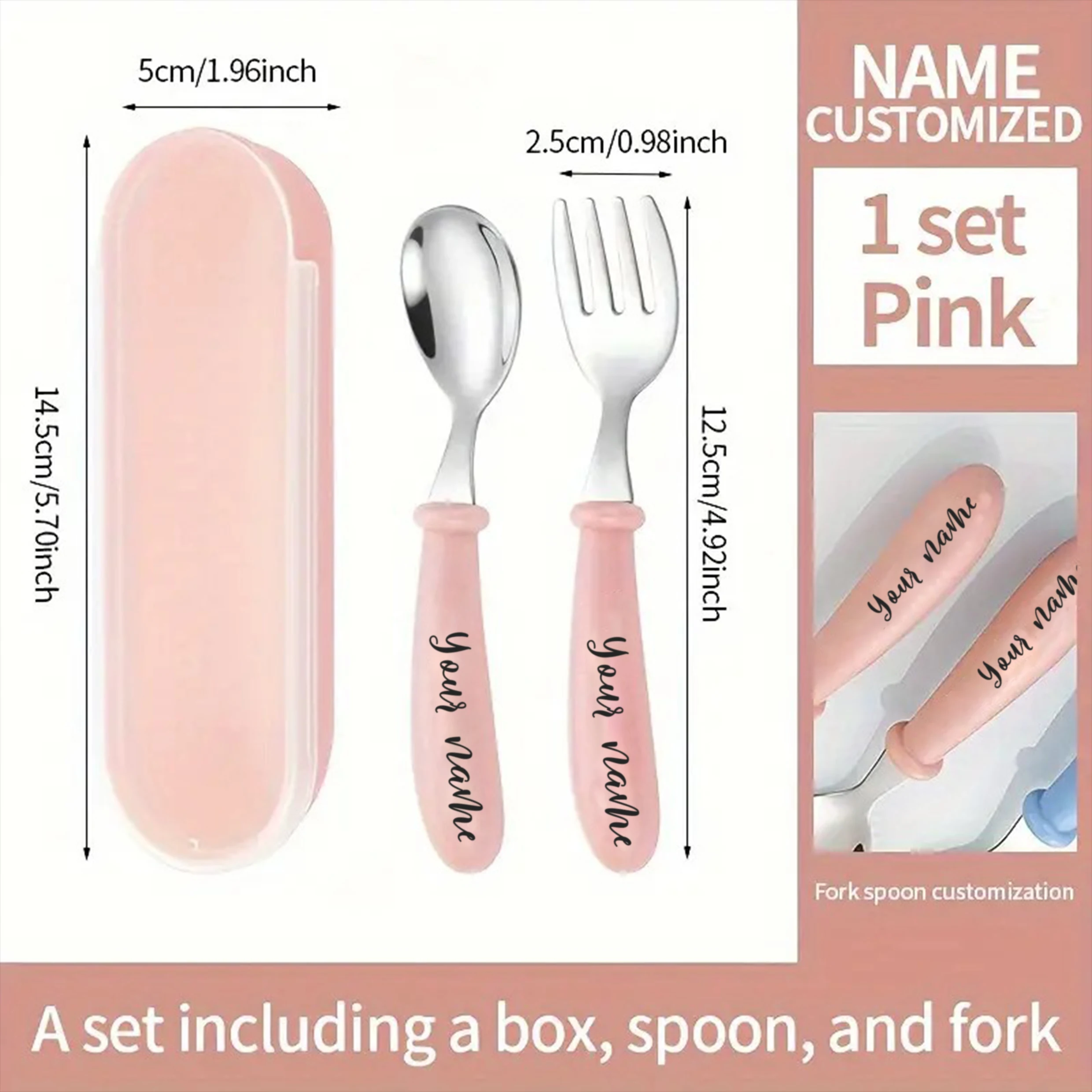 2pcs, Any Name Cutlery Set Easter Gifts,For Boys and Girls,School Lunch,Birthday Gifts,Christmas Gifts,Custom Engraved Custom