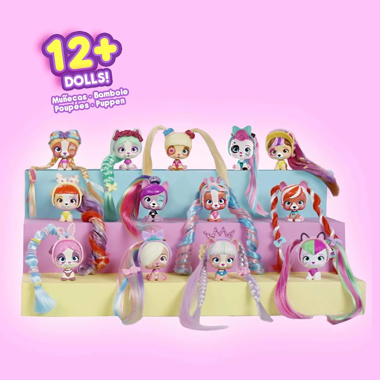 I Love Vip Pets Hairdressing Doll Pet Dog Genuine cartoon Poodle Surprise Blind Box Braided Hair Toys Set Girl'S christmas Gifts