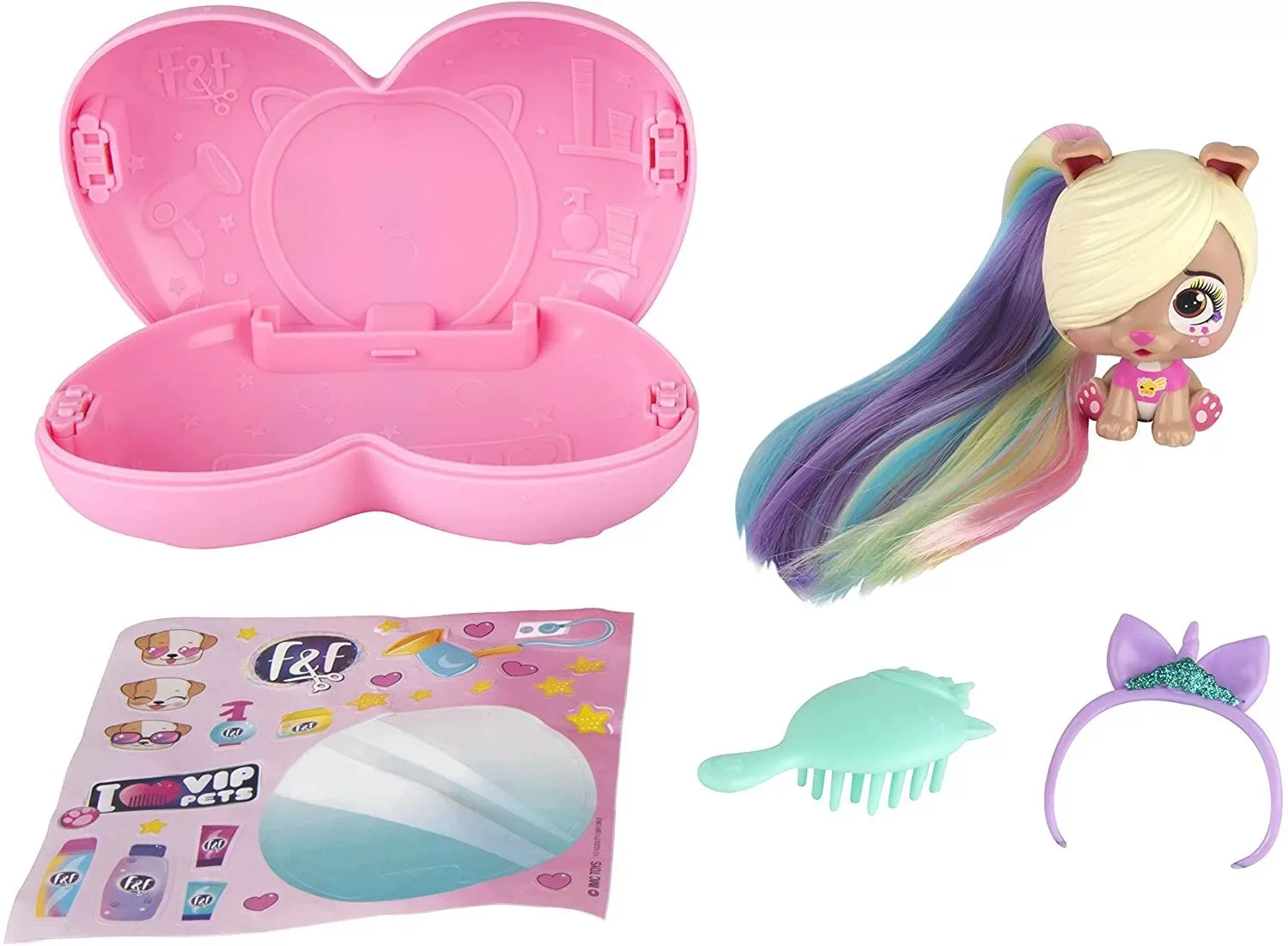 I Love Vip Pets Hairdressing Doll Pet Dog Genuine cartoon Poodle Surprise Blind Box Braided Hair Toys Set Girl'S christmas Gifts