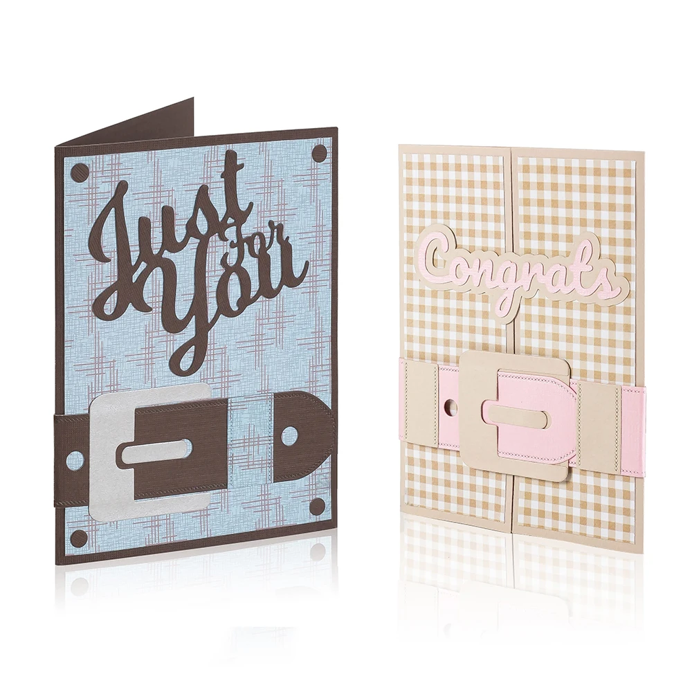 Christmas Slotted Fold Corner Pocket Metal Cutting Dies Continuous Belt and Buckle DieCut For DIY Scrapbooking Album Card Making