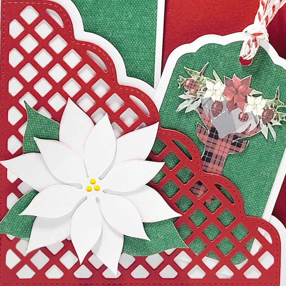 Christmas Slotted Fold Corner Pocket Metal Cutting Dies Continuous Belt and Buckle DieCut For DIY Scrapbooking Album Card Making