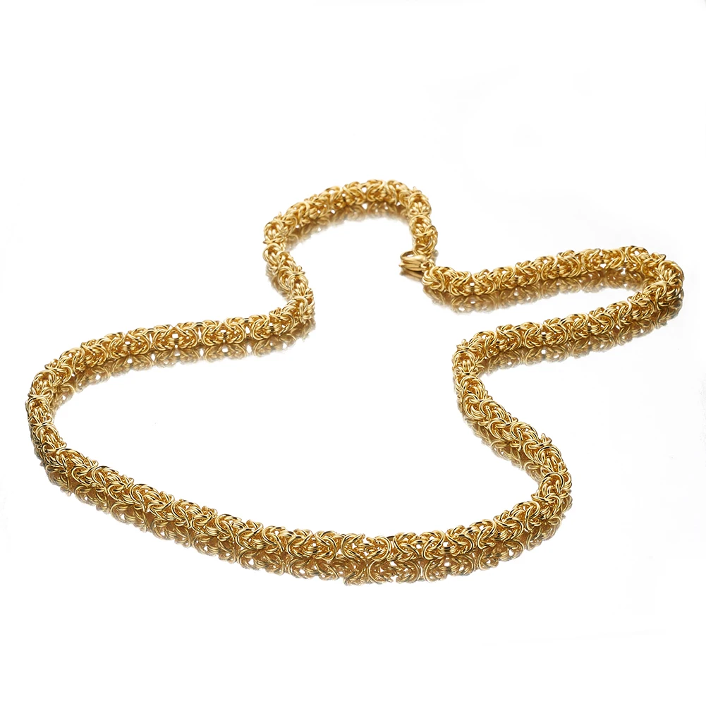 Customed Size 7"-40" Trendy 6/8/10mm Men Women Jewelry Stainless Steel Round Byzantine Chain Necklace Party Christmas Gift