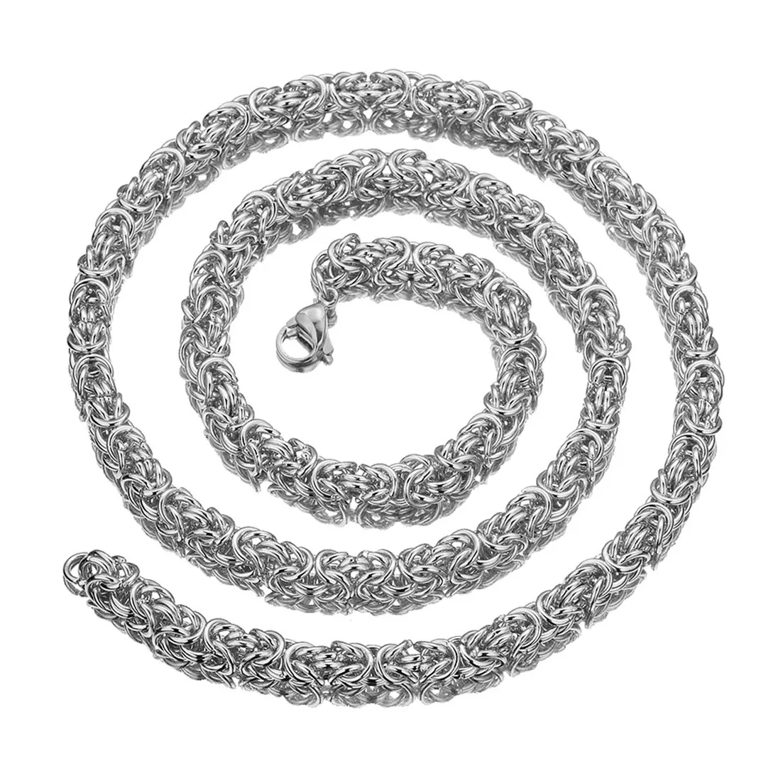 Customed Size 7"-40" Trendy 6/8/10mm Men Women Jewelry Stainless Steel Round Byzantine Chain Necklace Party Christmas Gift