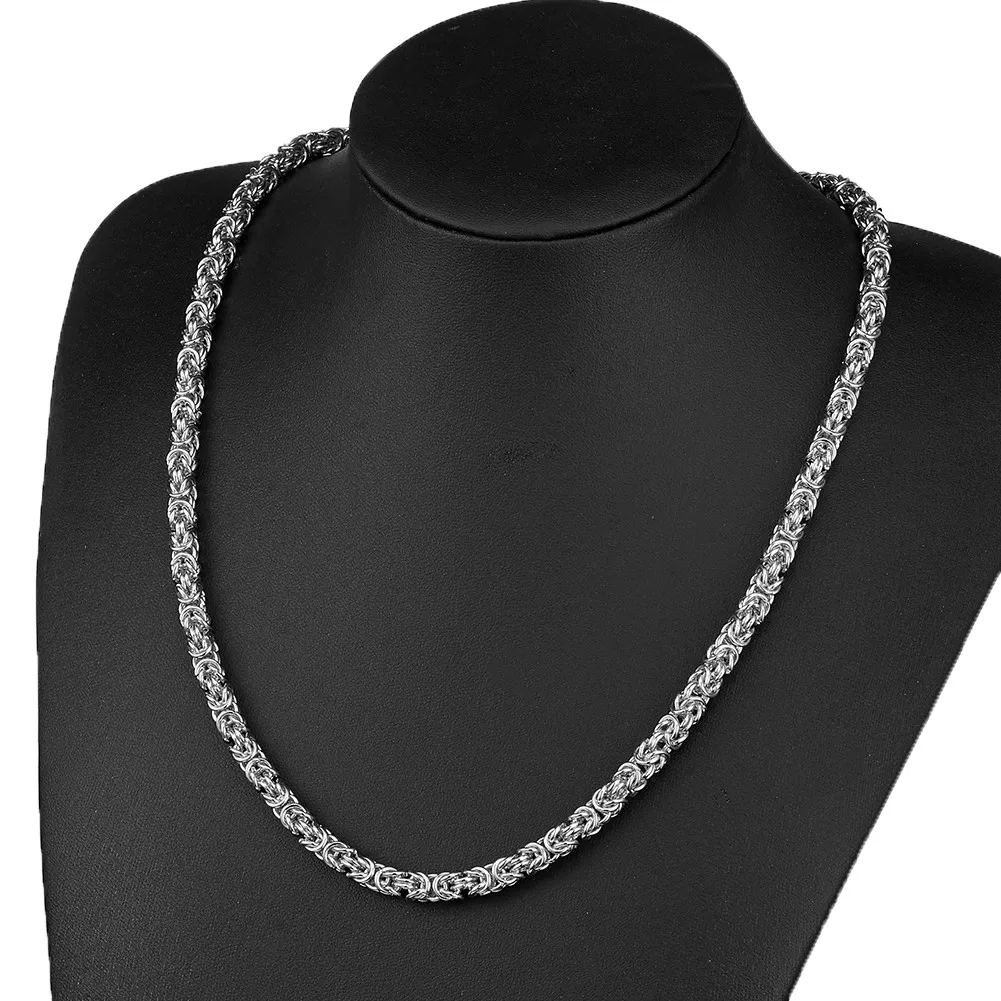 Customed Size 7"-40" Trendy 6/8/10mm Men Women Jewelry Stainless Steel Round Byzantine Chain Necklace Party Christmas Gift
