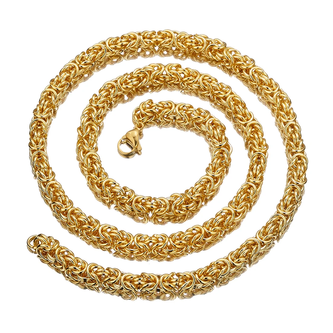 Customed Size 7"-40" Trendy 6/8/10mm Men Women Jewelry Stainless Steel Round Byzantine Chain Necklace Party Christmas Gift