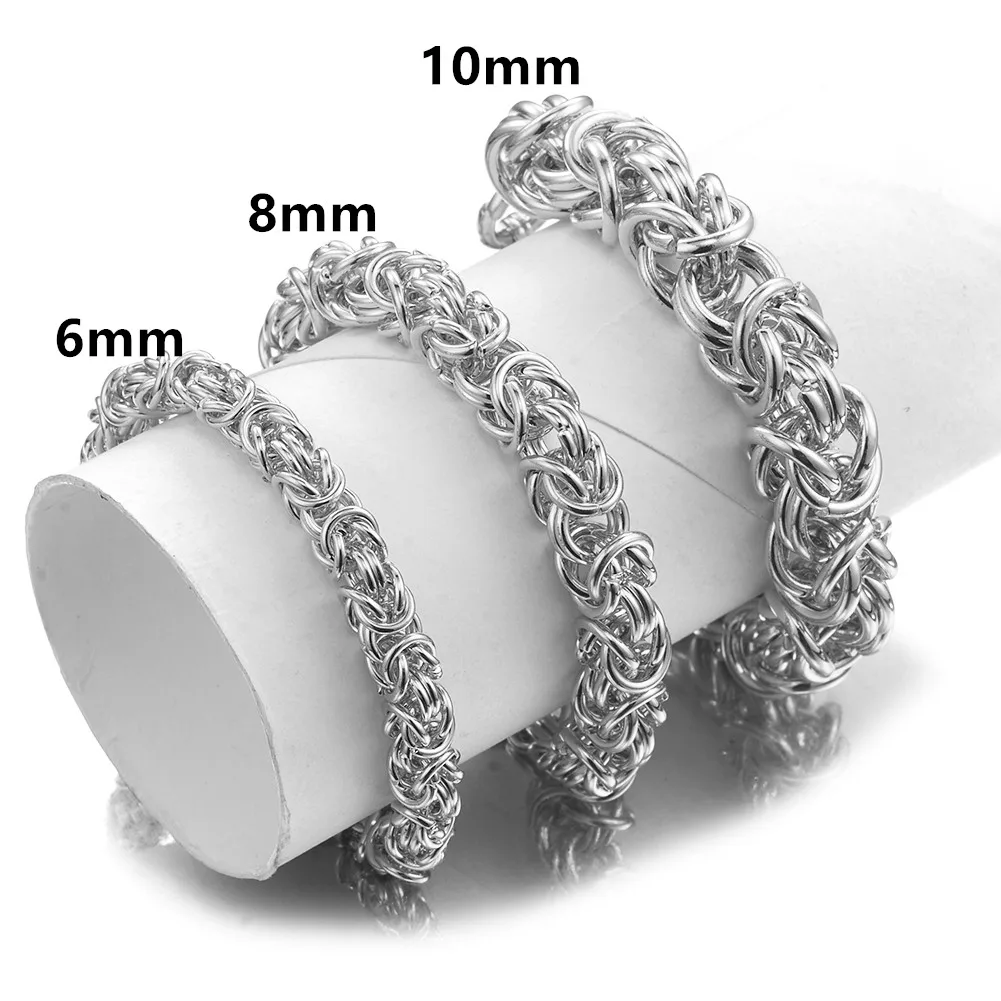 Customed Size 7"-40" Trendy 6/8/10mm Men Women Jewelry Stainless Steel Round Byzantine Chain Necklace Party Christmas Gift
