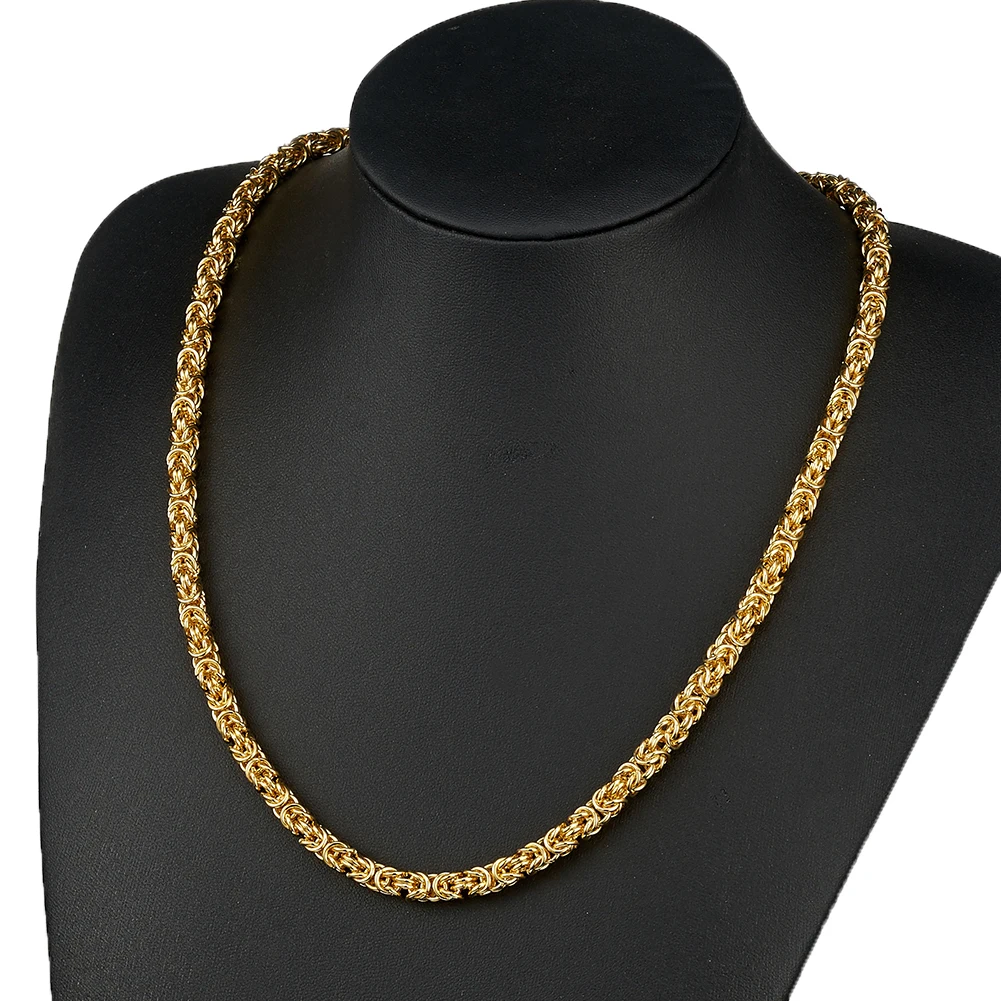 Customed Size 7"-40" Trendy 6/8/10mm Men Women Jewelry Stainless Steel Round Byzantine Chain Necklace Party Christmas Gift