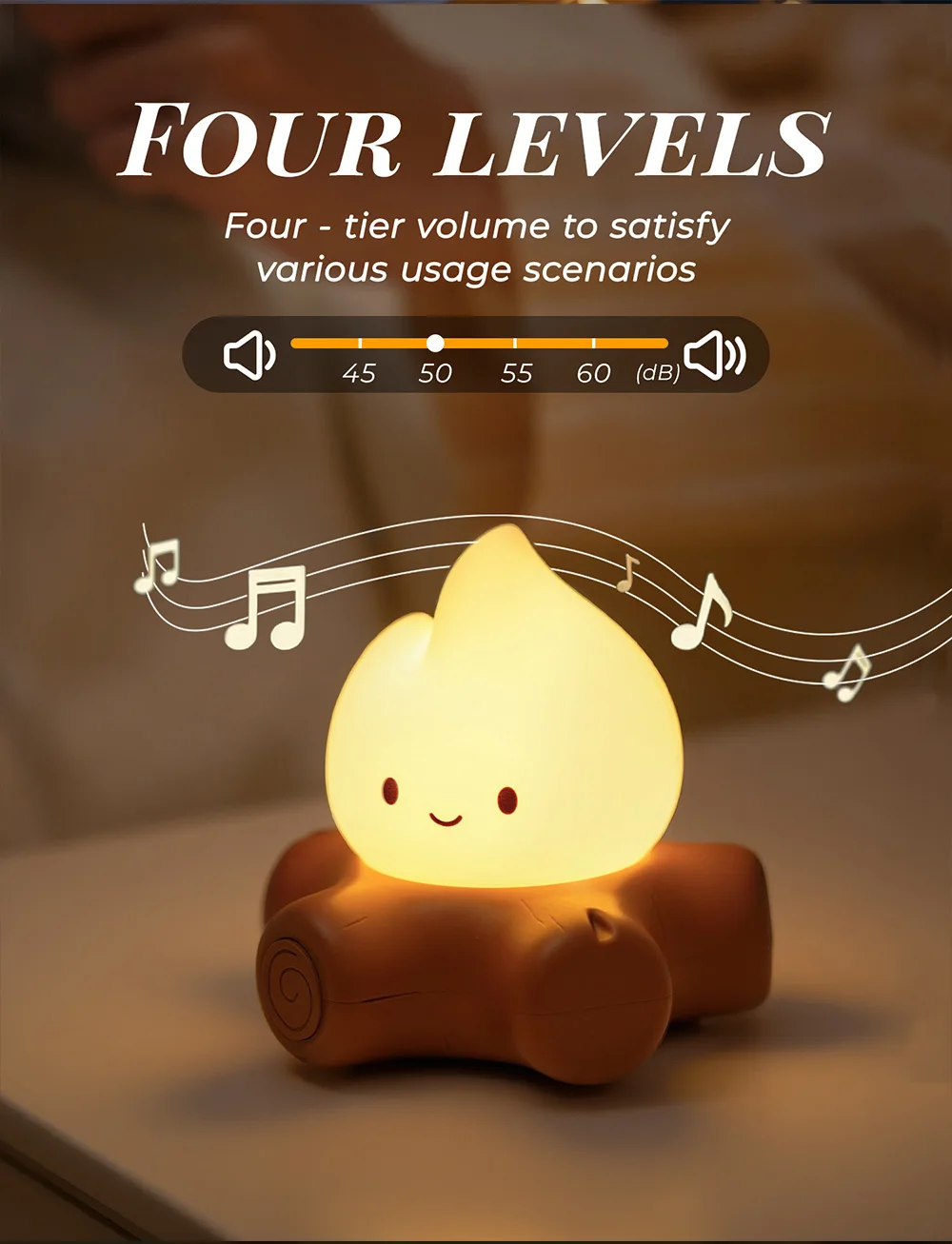 Campfire Night Lights With White Noise Creative Room Decoration Atmosphere LED Light Desk Lamp For Kids Christmas Birthday Gifts