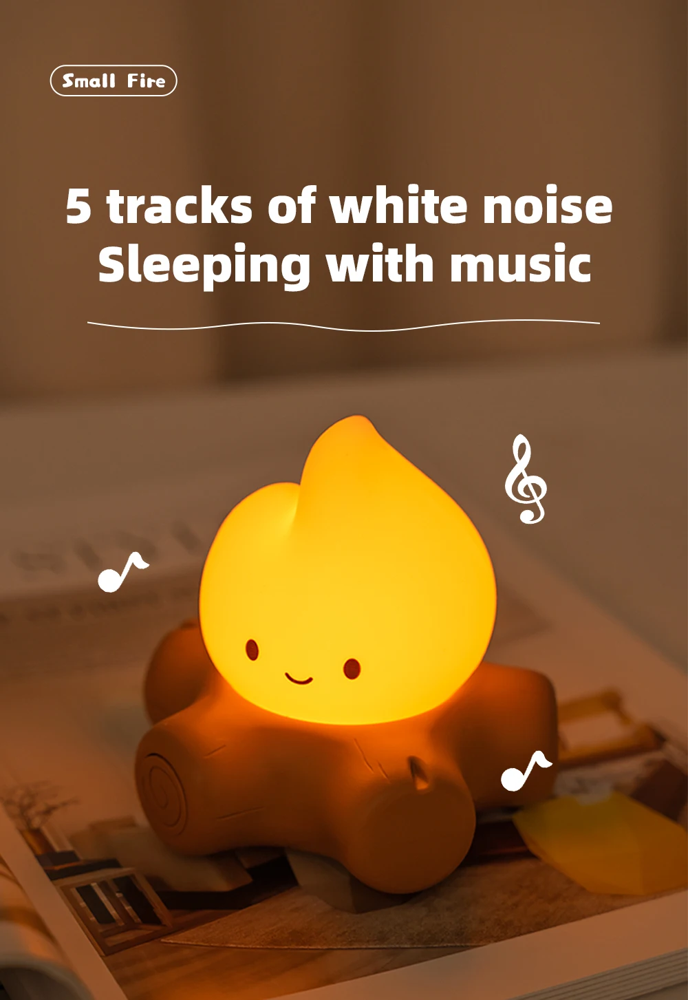 Campfire Night Lights With White Noise Creative Room Decoration Atmosphere LED Light Desk Lamp For Kids Christmas Birthday Gifts
