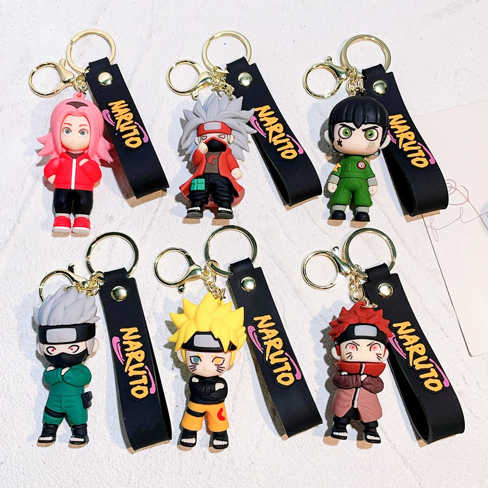 Cartoon PVC Naruto Anime Peripheral Keychain Naruto Silicone Figure Car Key Chain Christmas, Halloween Gift