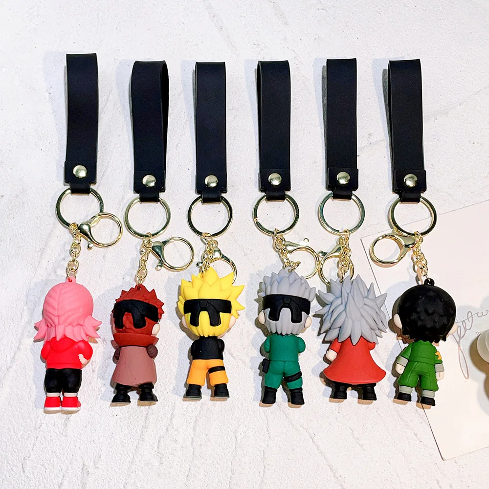 Cartoon PVC Naruto Anime Peripheral Keychain Naruto Silicone Figure Car Key Chain Christmas, Halloween Gift