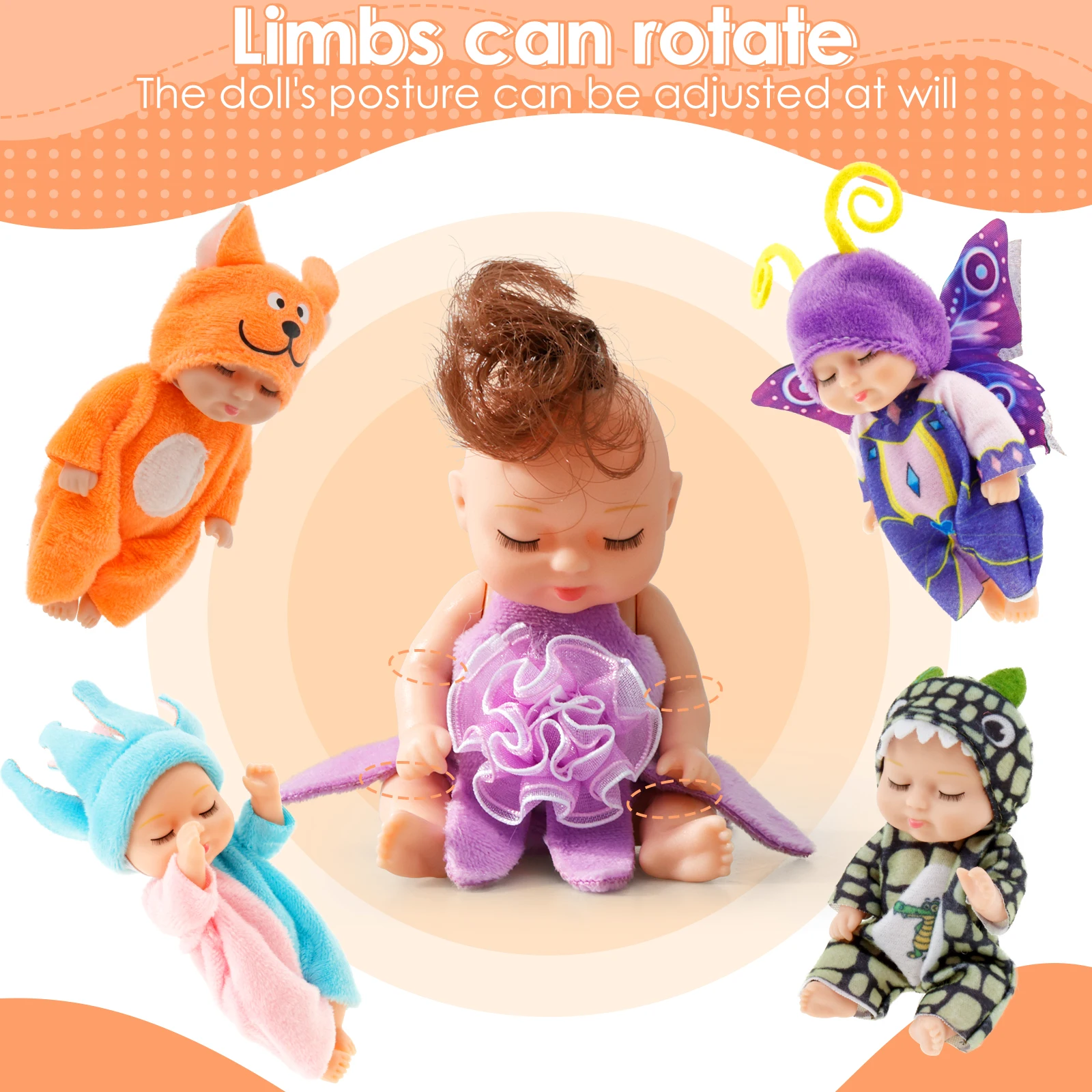 6-12Pcs Sleeping Mini Baby Dolls Reborn Lifelike Toys Cute Baby Adorable Dolls Princess Dolls Toy Kids Christmas Birthday Gift