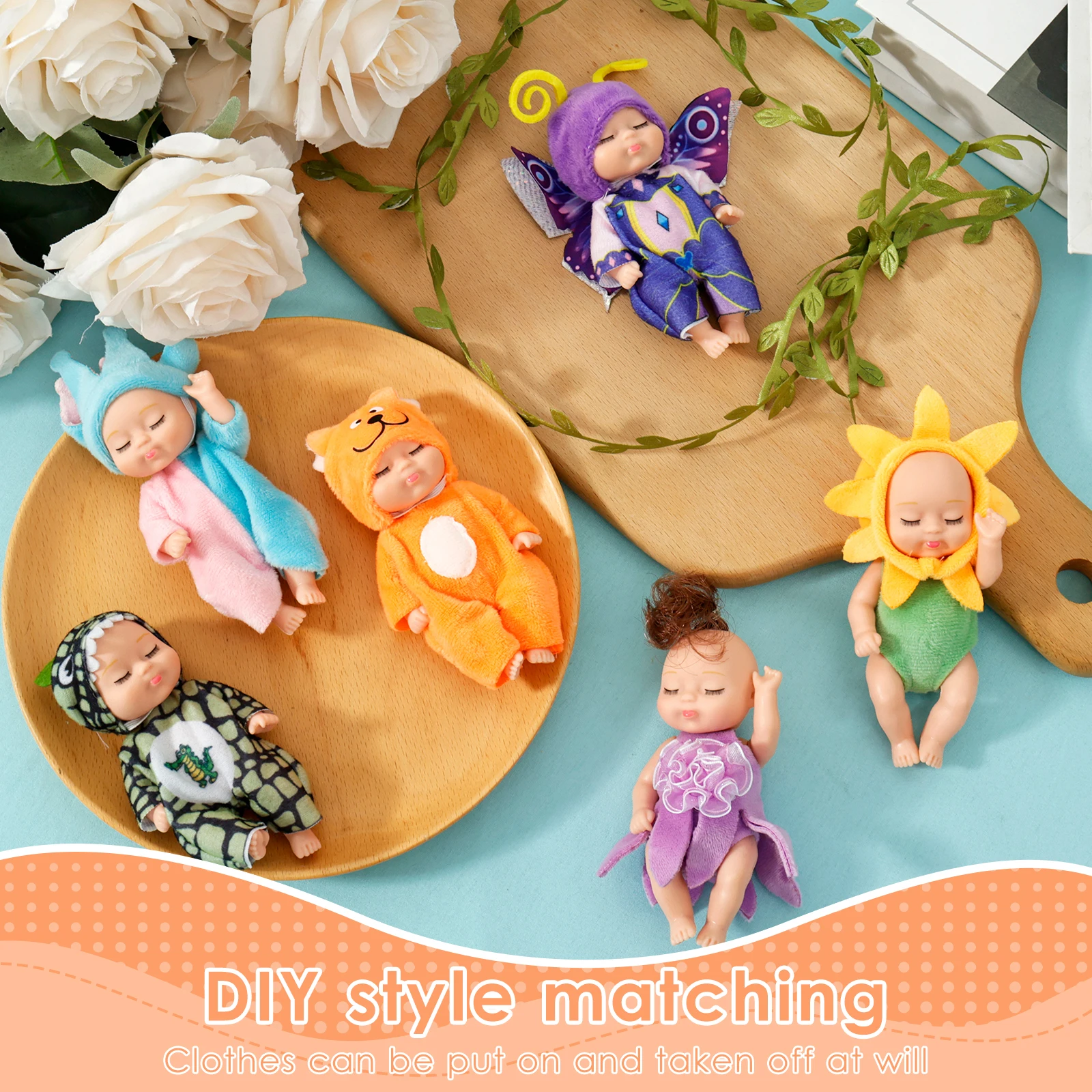 6-12Pcs Sleeping Mini Baby Dolls Reborn Lifelike Toys Cute Baby Adorable Dolls Princess Dolls Toy Kids Christmas Birthday Gift