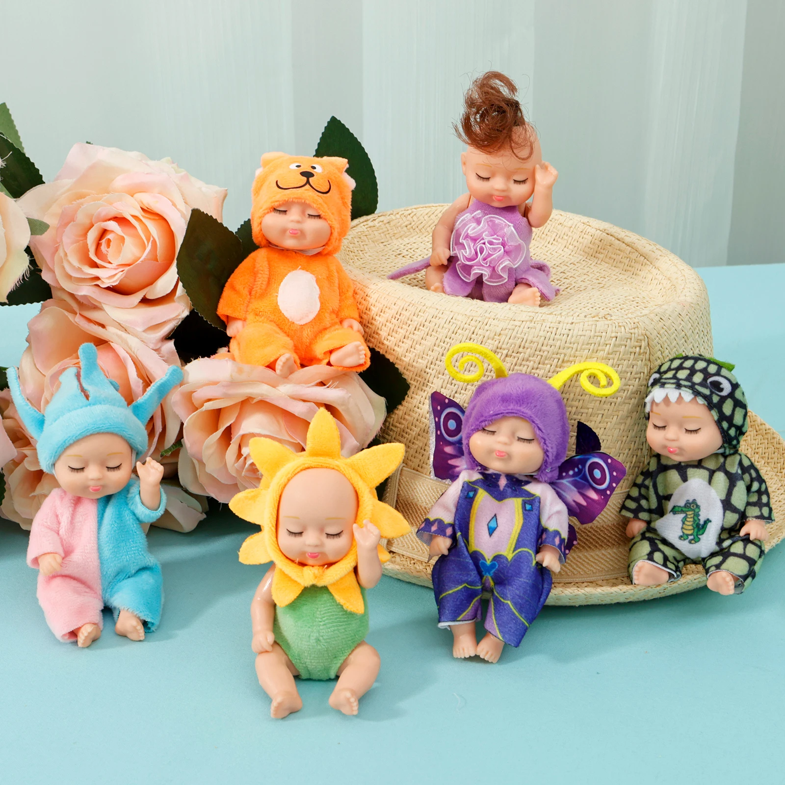 6-12Pcs Sleeping Mini Baby Dolls Reborn Lifelike Toys Cute Baby Adorable Dolls Princess Dolls Toy Kids Christmas Birthday Gift