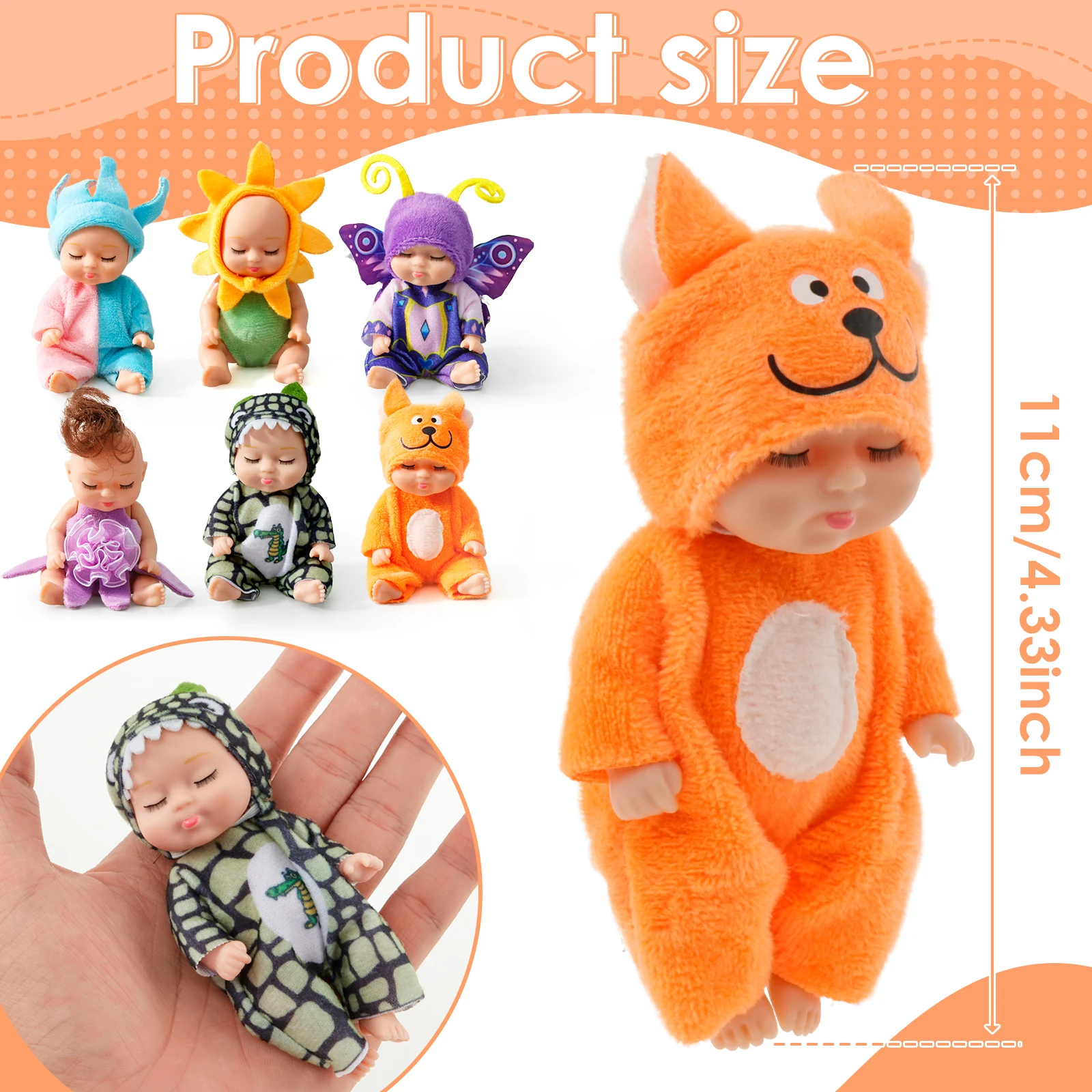 6-12Pcs Sleeping Mini Baby Dolls Reborn Lifelike Toys Cute Baby Adorable Dolls Princess Dolls Toy Kids Christmas Birthday Gift