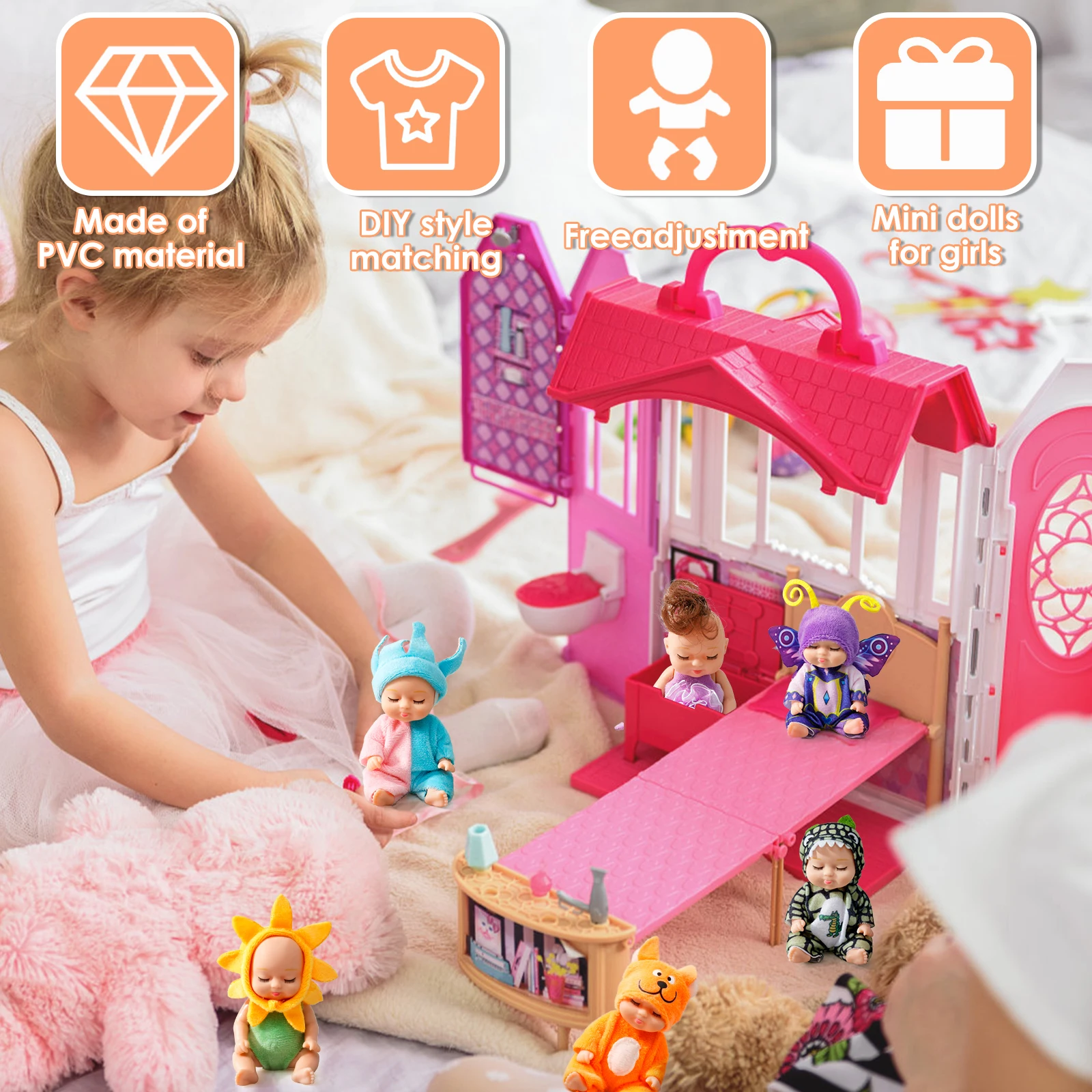 6-12Pcs Sleeping Mini Baby Dolls Reborn Lifelike Toys Cute Baby Adorable Dolls Princess Dolls Toy Kids Christmas Birthday Gift