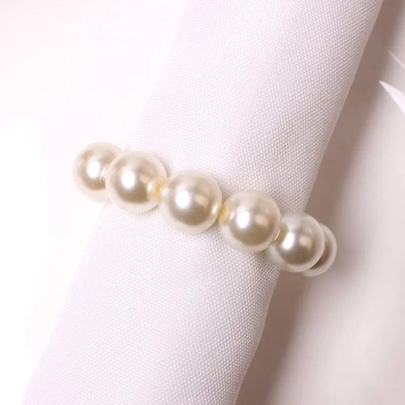Set of 12 Imitation Pearl Napkin Rings Handmade Simple Napkin Buckle for Wedding Party Christmas Banquet Home Table Decoration