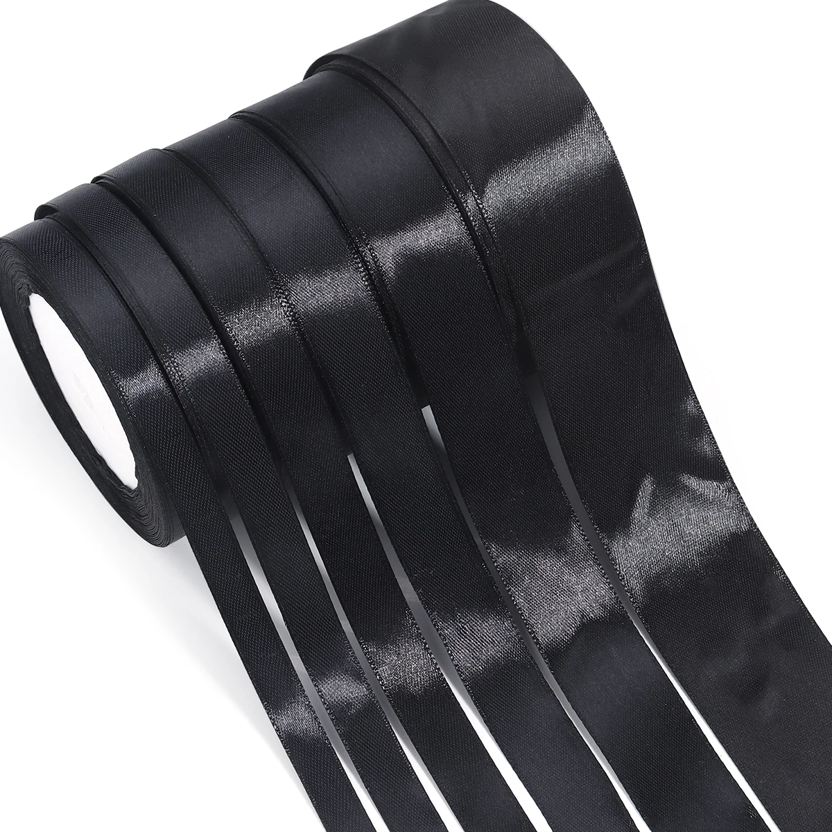 25Yards 1/1.2/1.5/2/2.5/3.8cm Black Satin Ribbons For Wedding Party Christmas DIY Handmade Bouquet Gifts Packaging Decoration