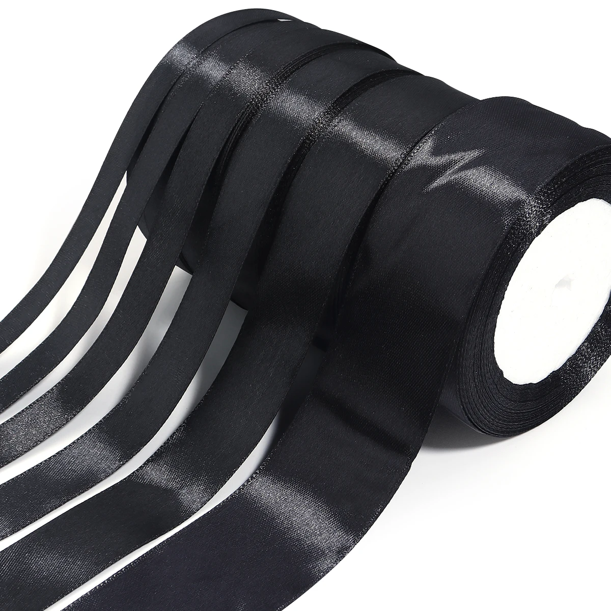 25Yards 1/1.2/1.5/2/2.5/3.8cm Black Satin Ribbons For Wedding Party Christmas DIY Handmade Bouquet Gifts Packaging Decoration
