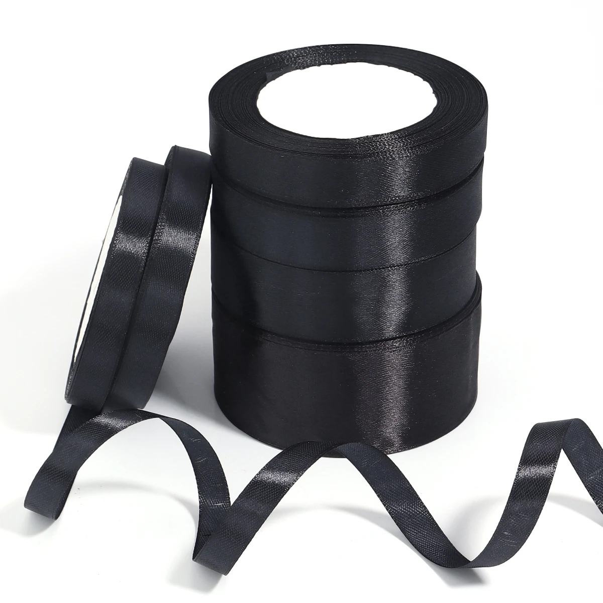 25Yards 1/1.2/1.5/2/2.5/3.8cm Black Satin Ribbons For Wedding Party Christmas DIY Handmade Bouquet Gifts Packaging Decoration