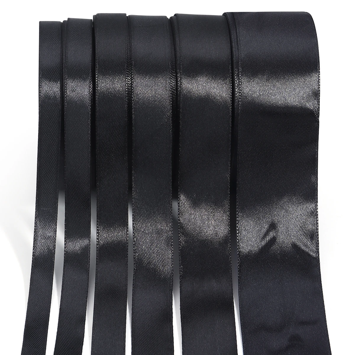25Yards 1/1.2/1.5/2/2.5/3.8cm Black Satin Ribbons For Wedding Party Christmas DIY Handmade Bouquet Gifts Packaging Decoration