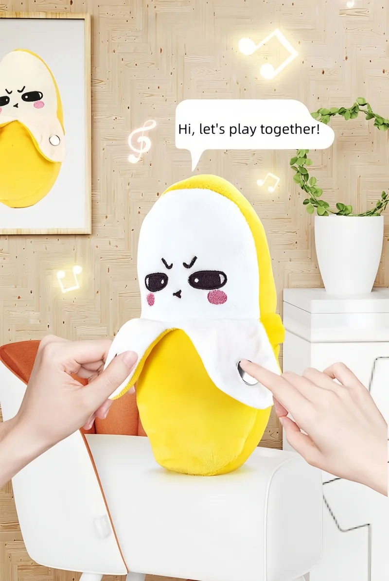 Banana Baby Beat Sensing Creative Fruit Novelty Parent-Child Musical Interactive Piano Toy Plush Doll Christmas Gift