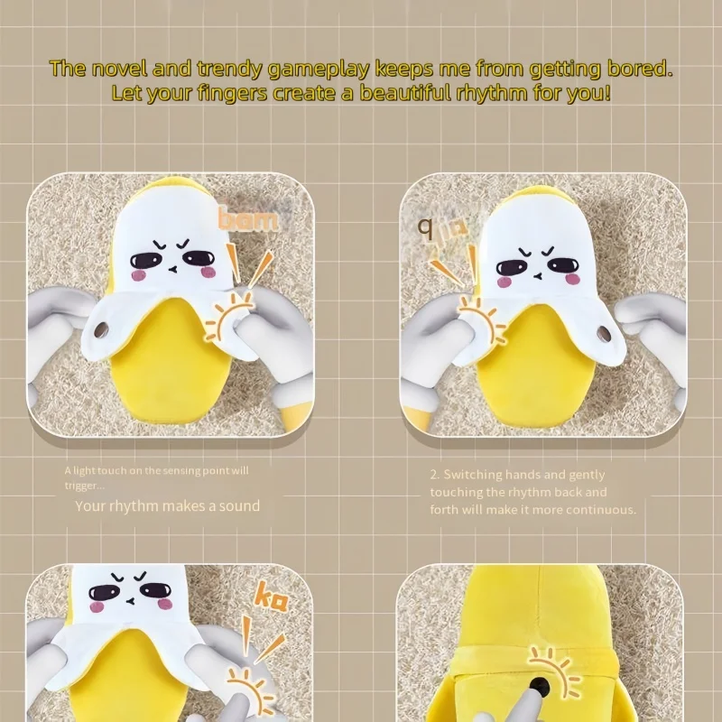 Banana Baby Beat Sensing Creative Fruit Novelty Parent-Child Musical Interactive Piano Toy Plush Doll Christmas Gift