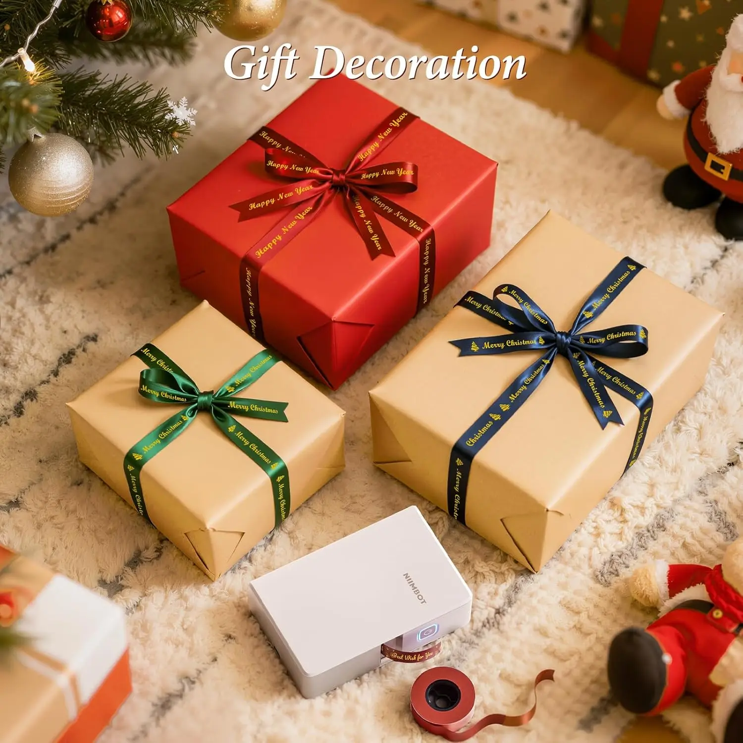 NIIMBOT N1/B18 Satin Ribbon Label/Special Carbon Ribbon for Birthday Gift Wedding Blessing Merry Christmas Party Flower decorate