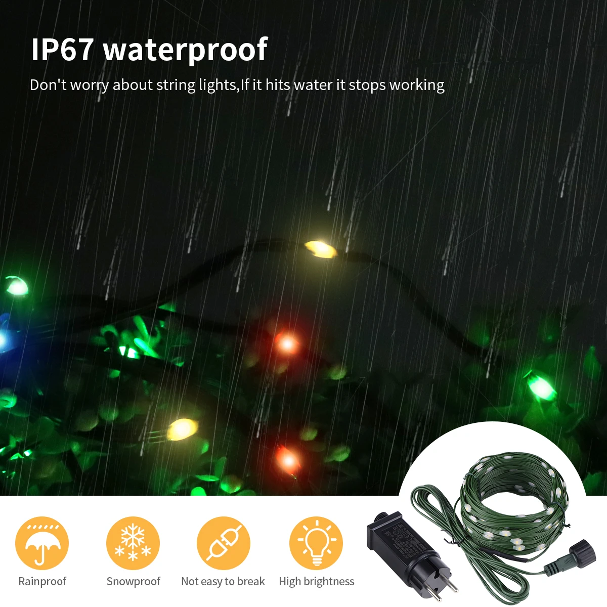 50M 100M Outdoor Upgraded Durable LED Leather String Fairy Lights 8 Modes Waterproof Yard Garland Garden Christmas Tree Decor