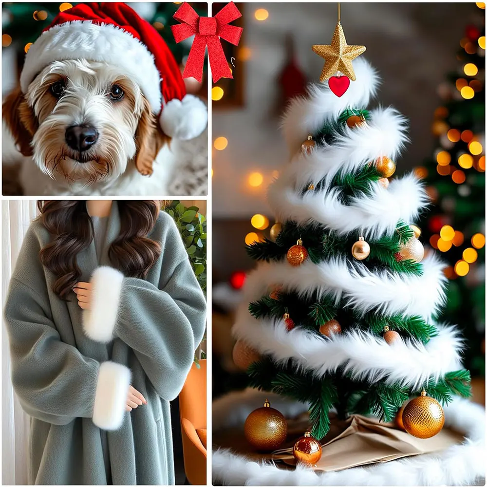 1.5 Meters Faux Fur Fabric Costume DIY Soft Supplies Crafting Toy Fuzzy for Hat Shoes Holiday Clothing Christmas Tree Decoration
