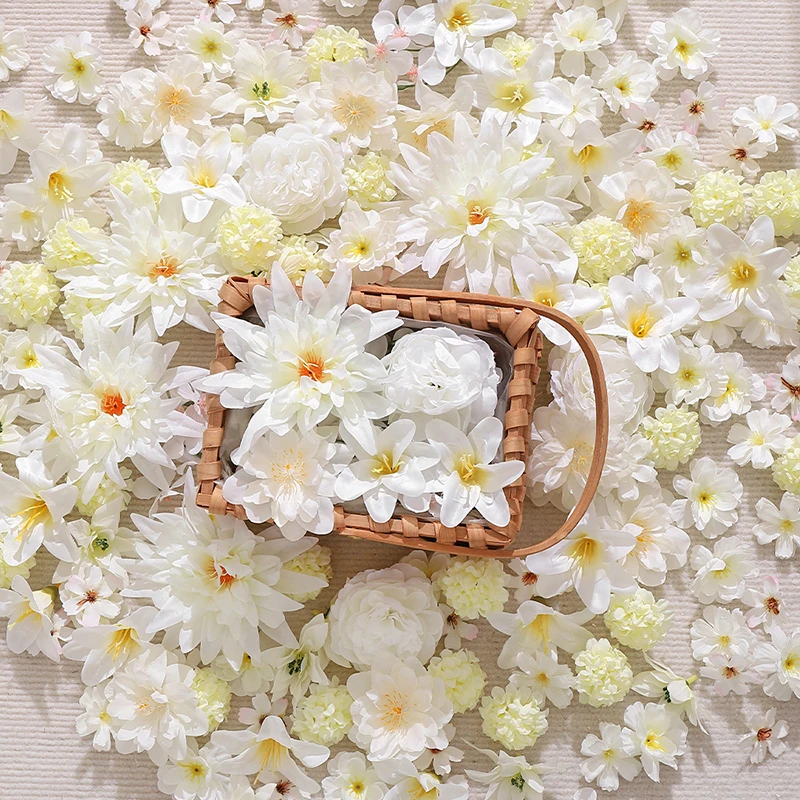 20/50Pcs Mix White Artificial Flowers Head for Home Room Decor Craft Wreath Bride Wedding Christmas Decoration Navidad 2026 Gift