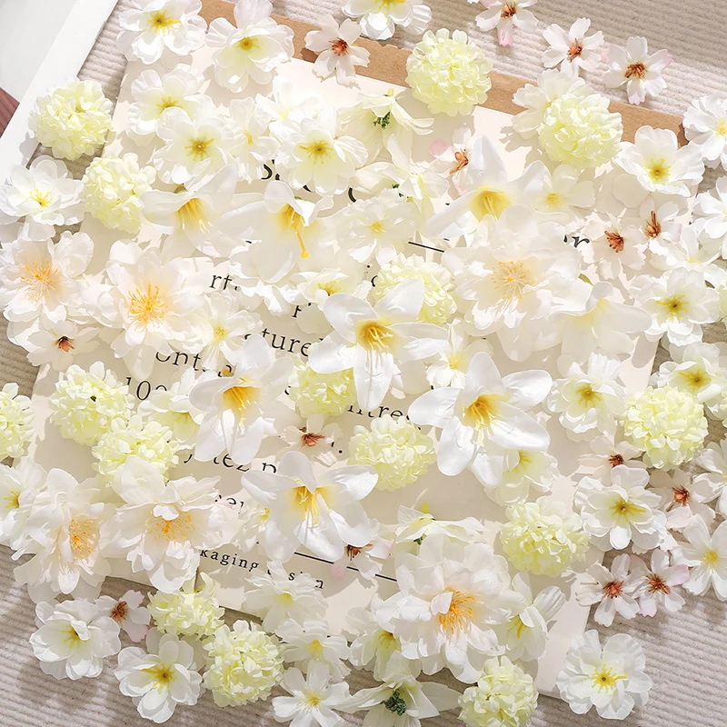 20/50Pcs Mix White Artificial Flowers Head for Home Room Decor Craft Wreath Bride Wedding Christmas Decoration Navidad 2026 Gift