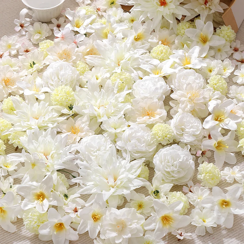20/50Pcs Mix White Artificial Flowers Head for Home Room Decor Craft Wreath Bride Wedding Christmas Decoration Navidad 2026 Gift