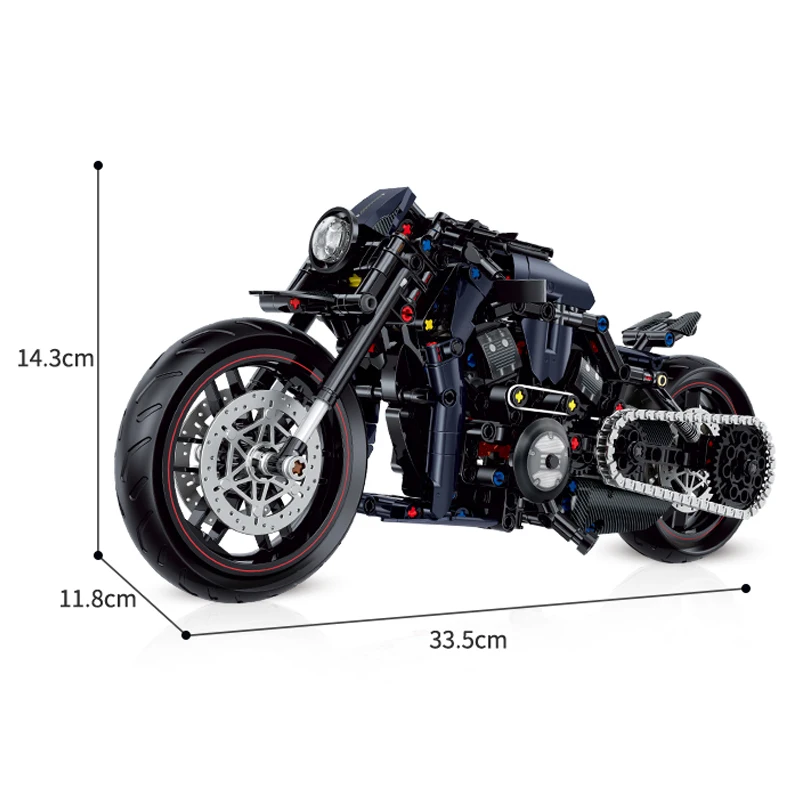 New 1:8 Night Racer Motorbike Building Blocks Sets MOC Bricks Motorcycle Model Christmas Gifts for Boys Kids Children 500+pcs