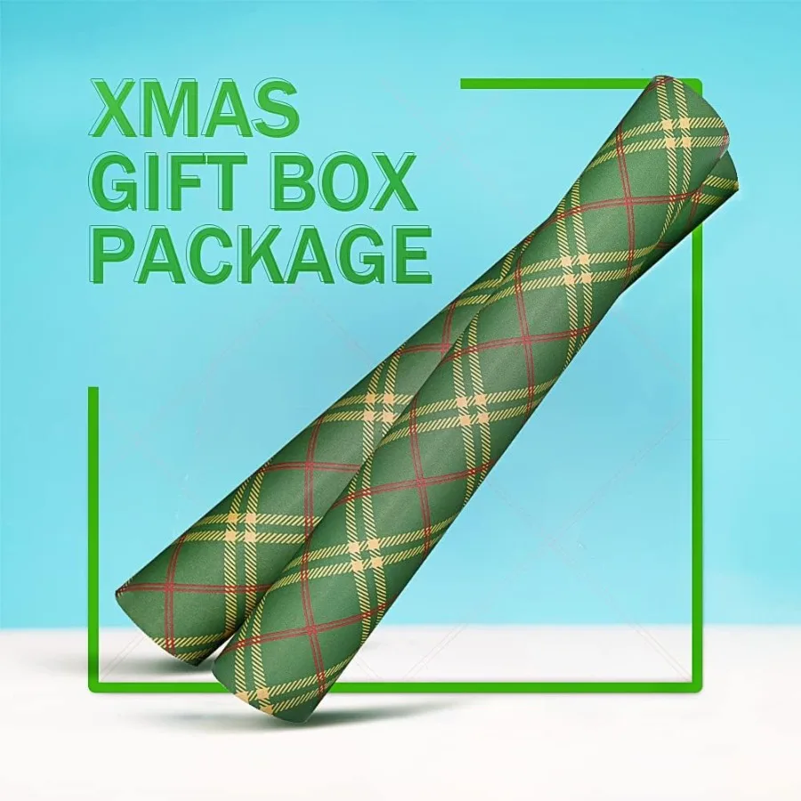 Extra Wide 43cm x 3m (16.9in x 118in) Christmas Wrapping Paper - Elegant Green & Red Plaid Pattern, Tear-Resistant Kraft Paper