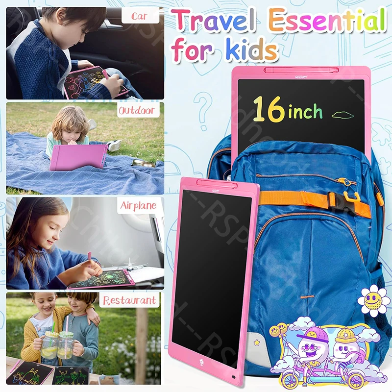 16 Inch LCD Writing Tablet Large Electronic Color Drawing Board Erasable Screen Perfect Educational Toys Birthday Christmas Gift